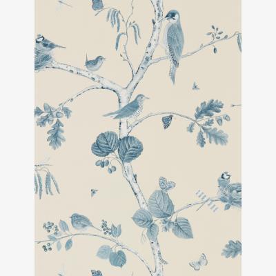 The Rug Seller Woodland Chorus Wallpaper 215705 by Sanderson in Indigo Blue&nbsp;Roll