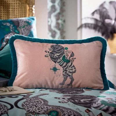 The Rug Seller Caspian Majestic Lion Cushion By Emma J Shipley in Blush Pink30x50