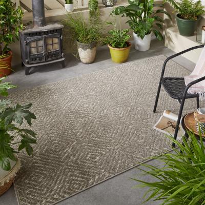 The Rug Seller Monaco Diamonds Indoor Outdoor Modern Rugs in Grey Beige