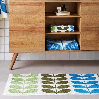The Rug Seller Trio Stem Riviera Bath Mat in Multi by Orla Kiely&nbsp;50x90cm