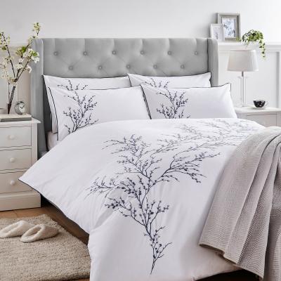 The Rug Seller Pussy Willow Sprig Embroidered Bedding Set by Laura Ashley in Midnight220x260cm