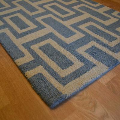 The Rug Seller Intaglio Geometric Wool Runner Rugs 37201 Blue by Wedgwood&nbsp;67x230cm