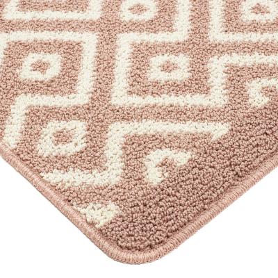The Rug Seller Cosy Geometric Washable Anti Slip Utility Mat in Nude Pink