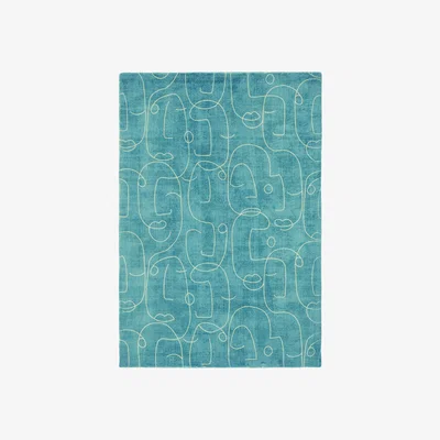 The Rug Seller Epsilon Contemporary Face Wool Rugs by Scion in 023808 Teal Blue