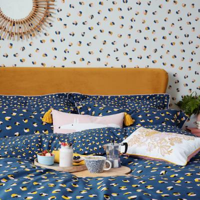The Rug Seller Leopard Dot Bedding Duvet Cover and Pillowcase by Scion in Denim & Milkshake&nbsp;220x230cm