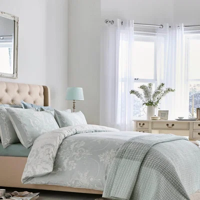 The Rug Seller Josette Cotton Bedding Set by Laura Ashley in Duckegg Blue220x230cm