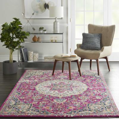 The Rug Seller Passion Vintage Distressed Medallion Rugs PSN22 in Pink