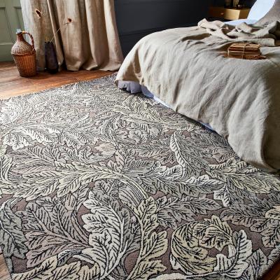 The Rug Seller Acanthus Leaf Wool Rugs 126904 in Mole By William Morris