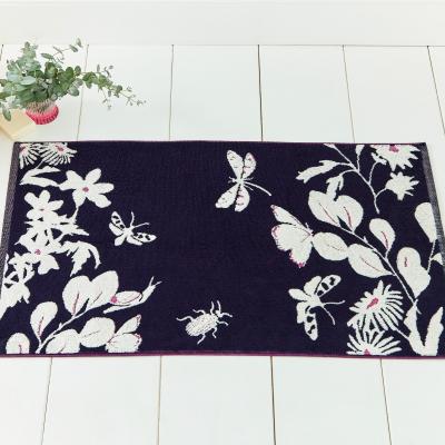 The Rug Seller Floral Beasts Cotton Bath Mat by Joules in Navy Blue&nbsp;90x50cm