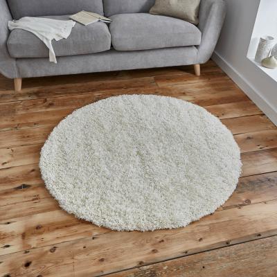 The Rug Seller Vista Circular Shaggy Rugs 2236 Cream