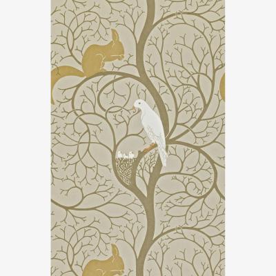 The Rug Seller Squirrel And Dove Wallpaper 101 by Sanderson in Linen Ivy&nbsp;Roll