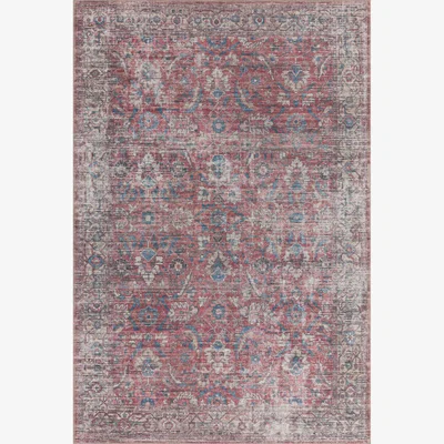 The Rug Seller Kaya Mona KY10 Traditional Persian Floral Rugs in Red Blue