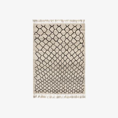 The Rug Seller Arabiska Hexacon 063501 Moroccan Tassel Rugs in Beige Black by Brink and Campman