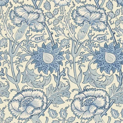 The Rug Seller Pink and Rose Wallpaper 212567 by Morris & Co in Indigo Blue&nbsp;Roll