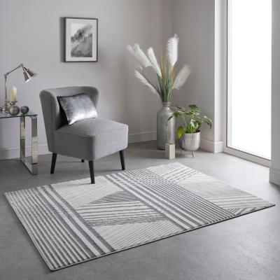 The Rug Seller Nebula NEB01 Modern Geometric Rug in Silver Grey White200x290cm