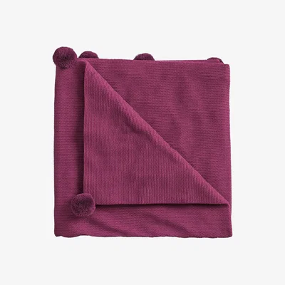 The Rug Seller Budding Brights Pom Pom Throw by Helena Springfield in Fuchsia Pink&nbsp;130x150cm