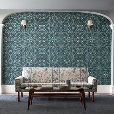 The Rug Seller Brophy Trellis Wallpaper 216699 by Morris & Co in Deep Teal Blue&nbsp;Roll