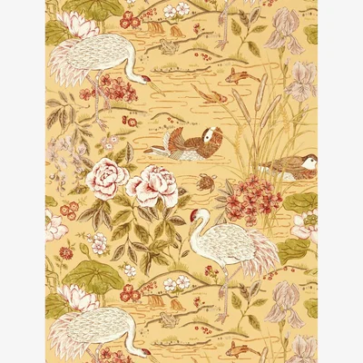 The Rug Seller Crane and Frog Wallpaper 217124 by Sanderson in Honey Olive&nbsp;Roll