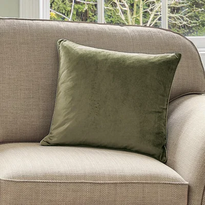 The Rug Seller Nigella Velvet Cushion by Laura Ashley in Hedgerow Green50x50cm