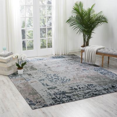 The Rug Seller Silk Shadows Rugs SHA16 in Silver and Grey