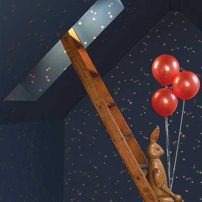 The Rug Seller Stars Wallpaper 3017 by Cole & Son in Metallic Midnight BlueRoll