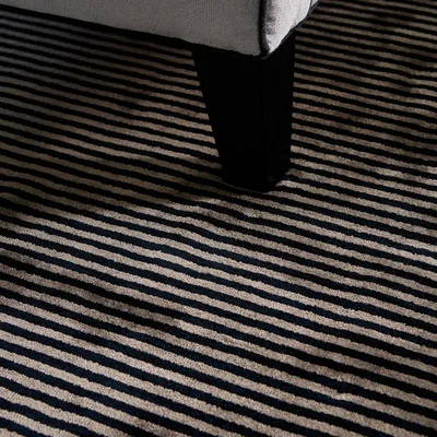 The Rug Seller Katherine Carnaby Chrome Stripe Rug in Nero&nbsp;120x180cm
