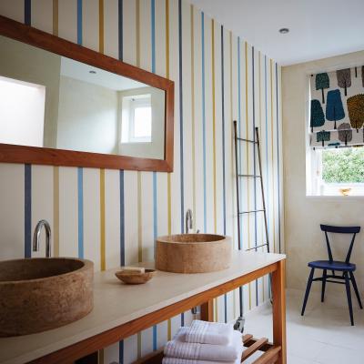 The Rug Seller Hoppa Stripe Wallpaper 111115 by Scion in Cobalt Almond Midnight&nbsp;Roll