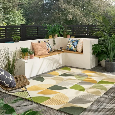 The Rug Seller Ottil Indoor Outdoor Rugs 424607 by Scion in Citrus Green