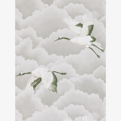 The Rug Seller Cranes in Flight Wallpaper 111230 by Harlequin in Platinum Grey&nbsp;Roll