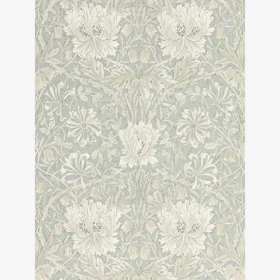 The Rug Seller Pure Honeysuckle and Tulip Wallpaper 216525 by Morris & Co in Grey Blue&nbsp;Roll