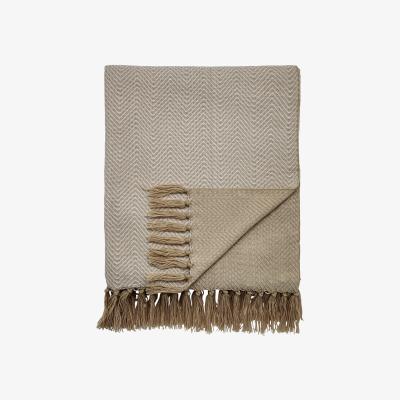 The Rug Seller Serenity Herringbone Woven Throw by Katie Piper in Linen130x170cm