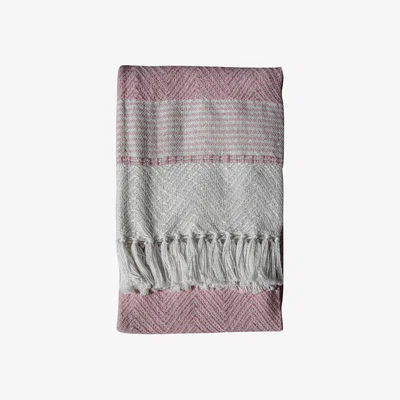 The Rug Seller Mia Woven Chevron Tassel Textured Throw in Blush Pink&nbsp;130x170cm