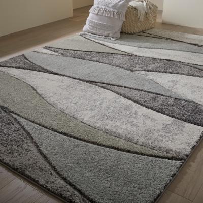 The Rug Seller Gio 163F Modern Abstract Wave Rug in Grey80x150cm