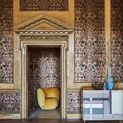 The Rug Seller Gibbons Carving Wallpaper 9018 by Cole & Son in Metallic BronzeRoll