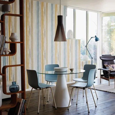 The Rug Seller Zing Striped Wallpaper 110826 by Scion in Denim Ochre Slate&nbsp;Roll