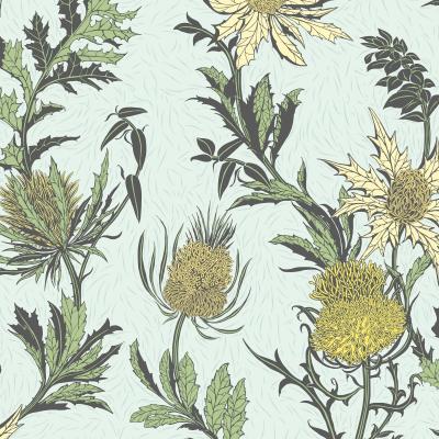 The Rug Seller Thistle Wallpaper 14042 by Cole & Son in Lemon Olive Duck EggRoll