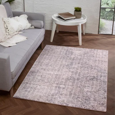 The Rug Seller Arabella Noble Chevron Textured Modern Rug in Cream
