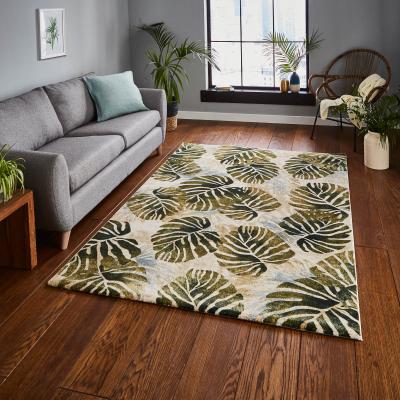 The Rug Seller Tropics Rugs 6097 in Cream and Green