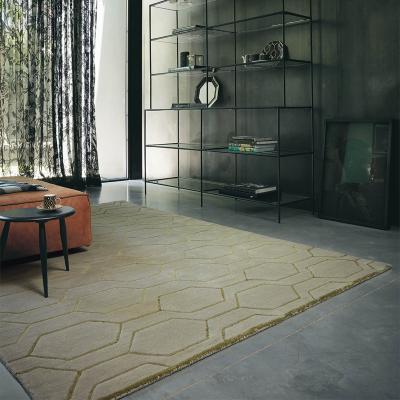 The Rug Seller Arris Geometric Wool Rugs 37304 in Grey and Gold by Wedgwood&nbsp;120x180cm