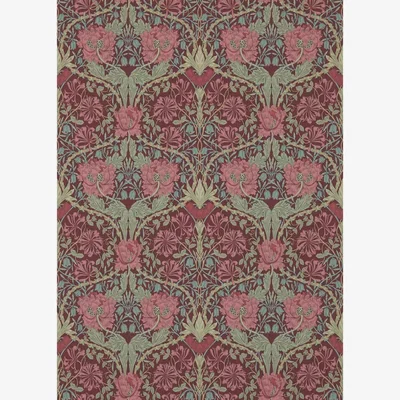 The Rug Seller Honeysuckle and Tulip 214703 Wallpaper by Morris & Co in Burgundy Sage&nbsp;Roll