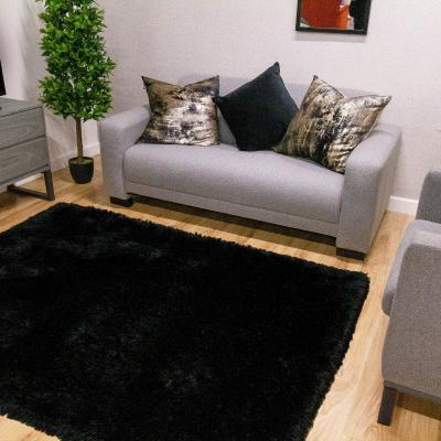 The Rug Seller Mayfair Modern Plain Shaggy Rugs in Black160x230cm