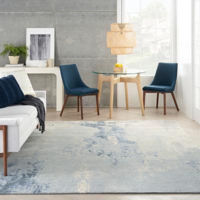 The Rug Seller SHA21 Silk Shadows Abstract Rugs by Nourison in Blue Sky&nbsp;168x226cm