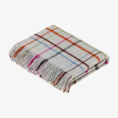 The Rug Seller Barnes Tartan Check Merino Lambs Wool Throw by LuxeTapi in Grey Multi140x185cm