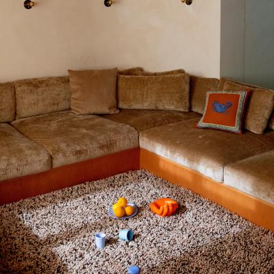 The Rug Seller Rocks 70531 Asymmetric Shaggy Rugs by Brink and Campman in Savanna Sand250x300cm