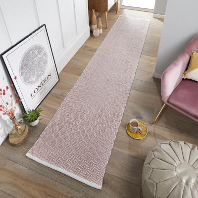 The Rug Seller Brittany Flatweave Indoor Outdoor Diamond Runner Rug in Rose Pink
