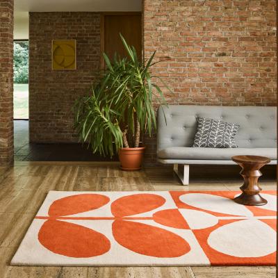 The Rug Seller Giant Sixties Stem Wool Rugs 060703 in Tomato By Designer Orla Kiely