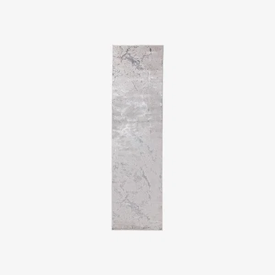 The Rug Seller Aurora Solar AU03 Marble Runner Rugs in Metallic Silver Grey&nbsp;66x240cm
