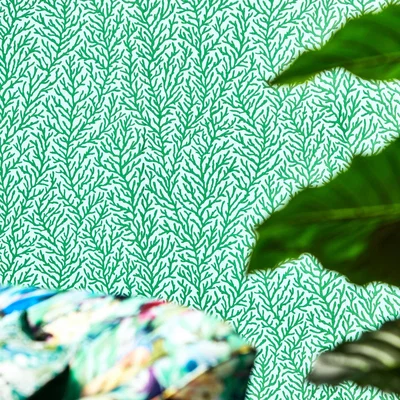 The Rug Seller Atoll Wallpaper 112769 by Harlequin in Seaglass Emerald&nbsp;Roll