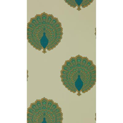 The Rug Seller Kalapi Peacock Wallpaper 216757 by Sanderson in Teal Green Blue&nbsp;Roll