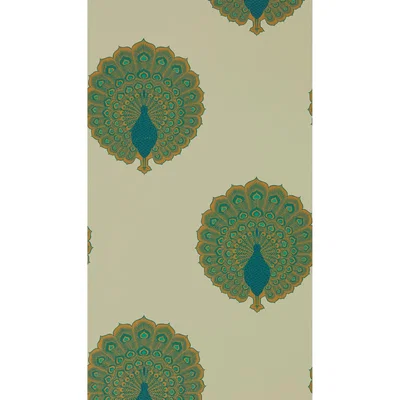 The Rug Seller Kalapi Peacock Wallpaper 216757 by Sanderson in Teal Green Blue&nbsp;Roll